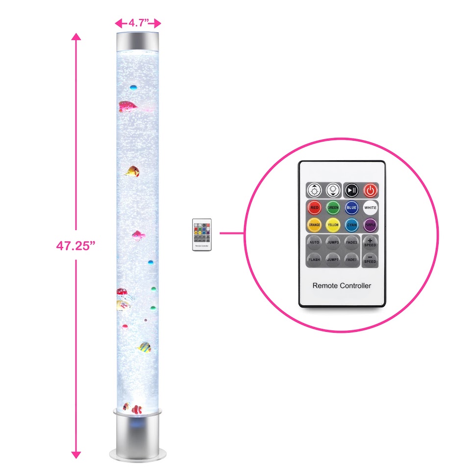 Senzorni LED cijevni stup s mjehurićima i ribicama (120 cm) - Slika 2